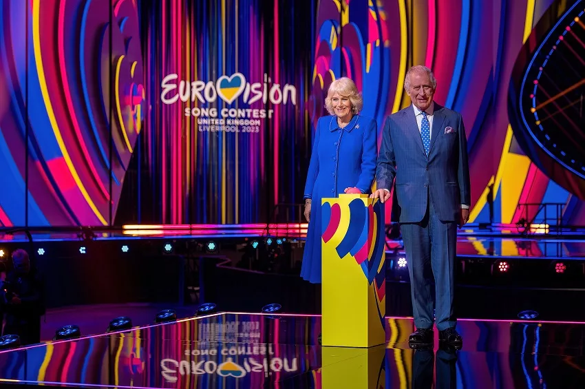 King Charles III and Queen Consort Camilla have officially unveiled the stage for Eurovision 2023