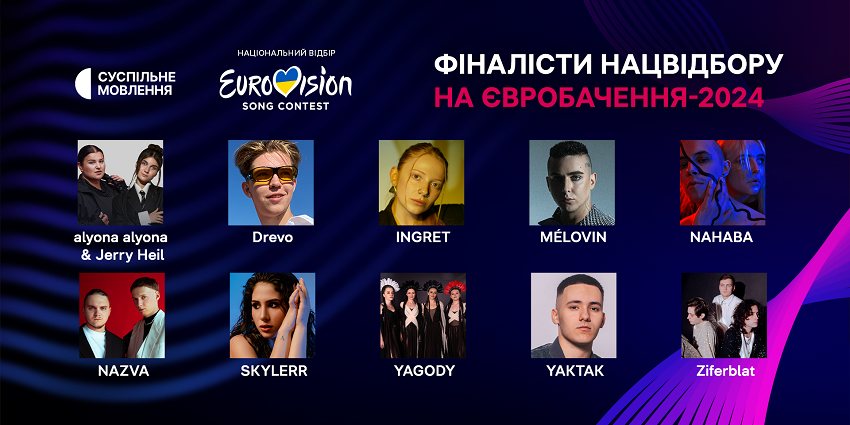 Ten finalists of Ukraine’s selection for Eurovision 2024 revealed